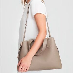 Cuyana Zippered Satchel Bag in Stone